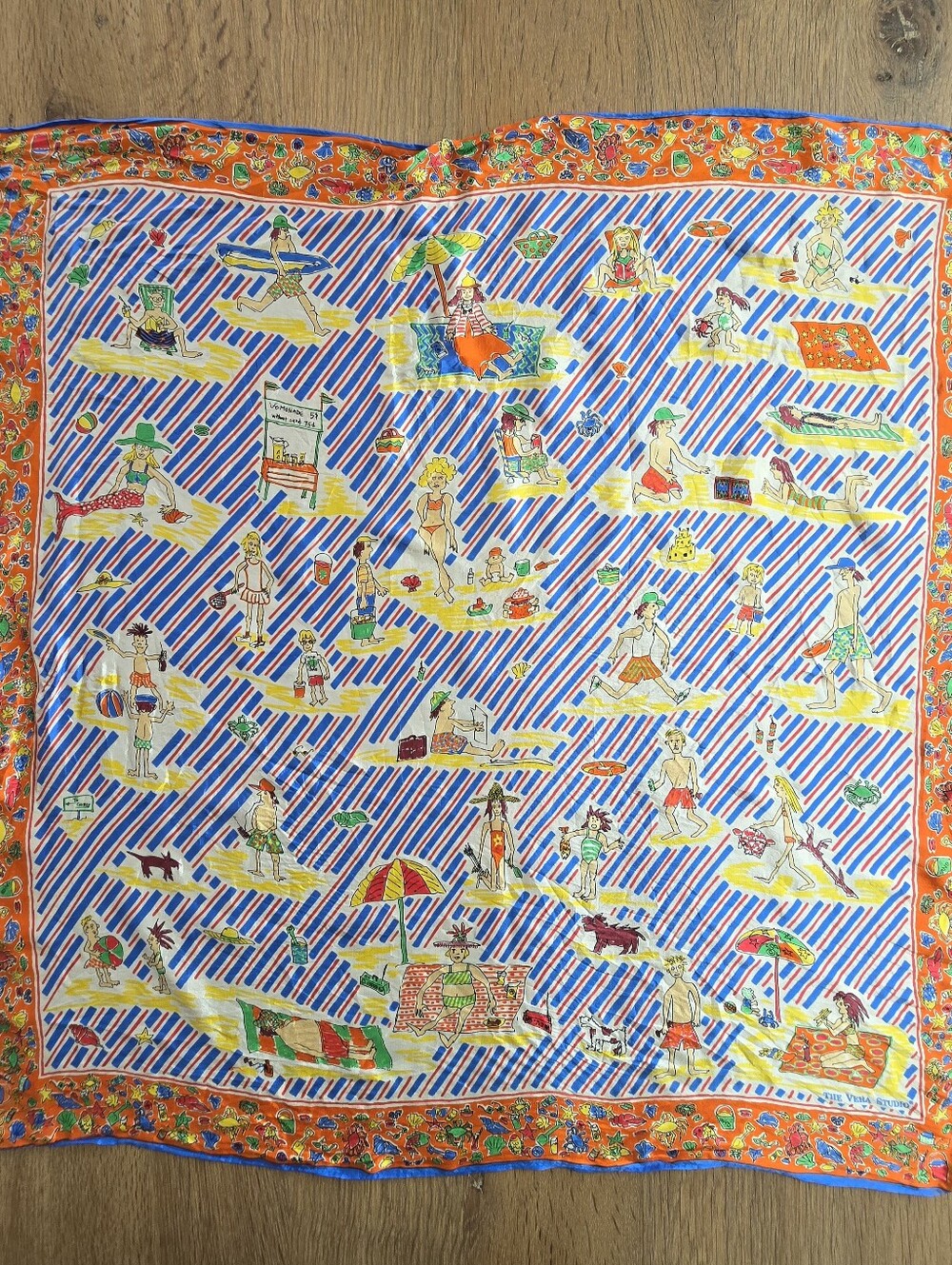 The Vera Studio 100% Silk Beach Novelty Scarf Made in Japan 28"